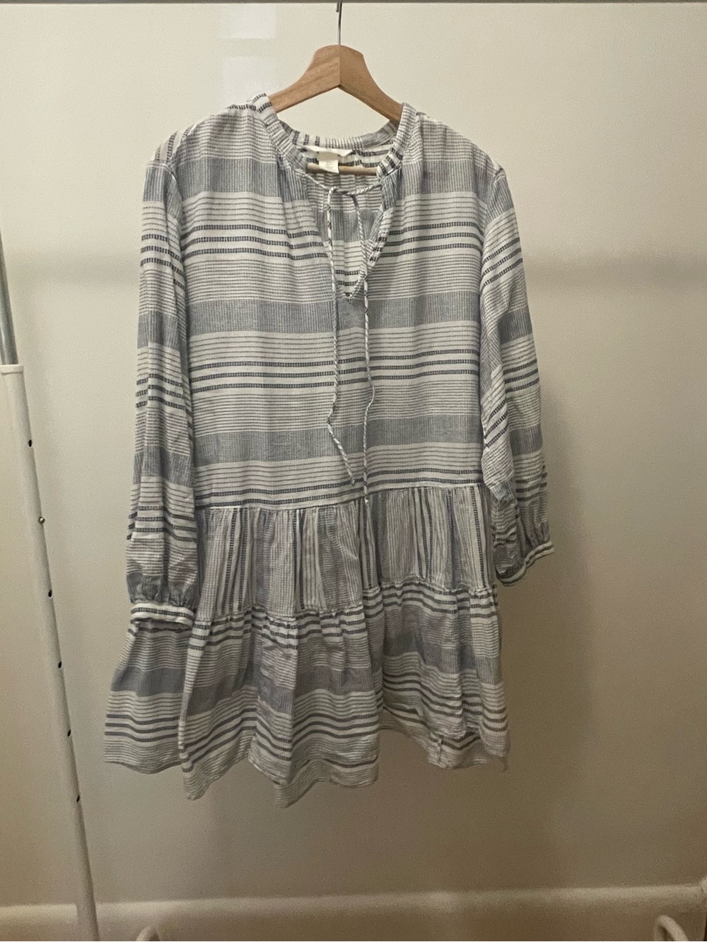 H&M Navy and White Striped Peasant Dress